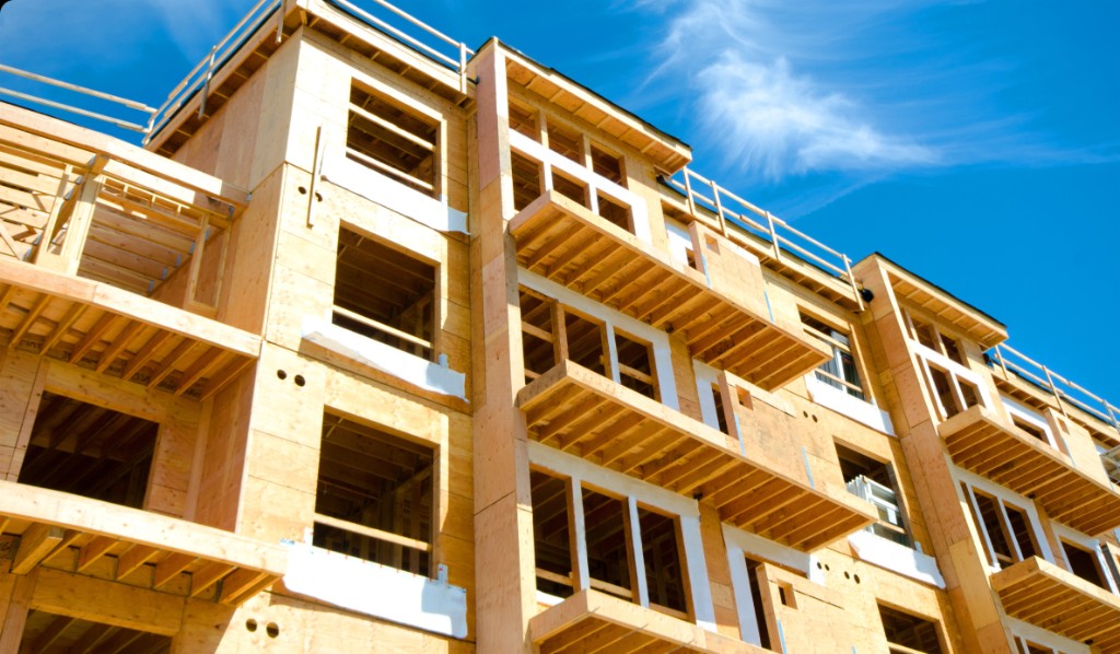 Multi-story residential construction building frame